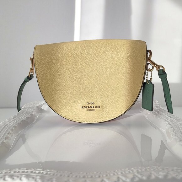 Coach Colorblock ELLEN Bag Small Leather Purse Pink Yellow Green Strap C2857 - Picture 3 of 16